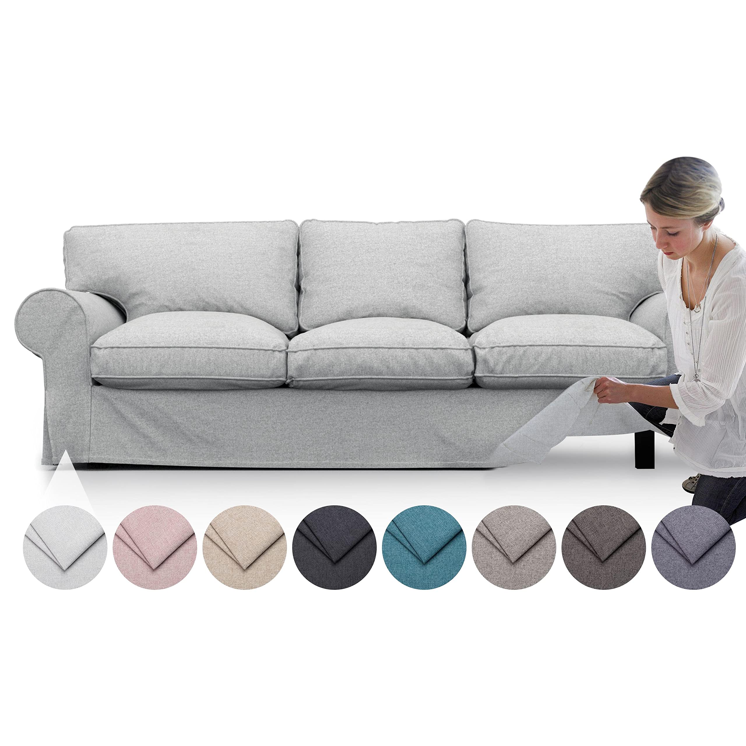 Amazon.com: comfortly|Cover for EKTORP 3Seat Sofa, Replacement
